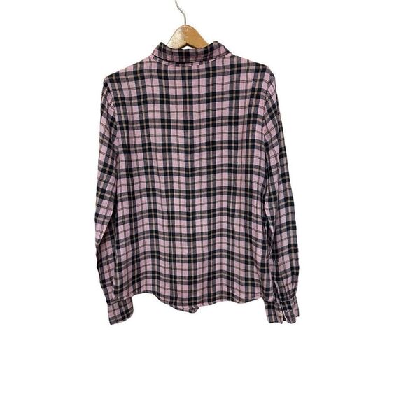 CP Shades Tunic Top Size Medium 100% Linen Plaid Button Front Long Sleeve Shirt - Picture 2 of 11